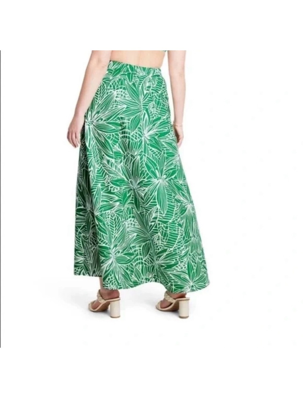 Tabitha Brown X Target Green & White Linear Floral Print Maxi Skirt Large NWT - Picture 5 of 10